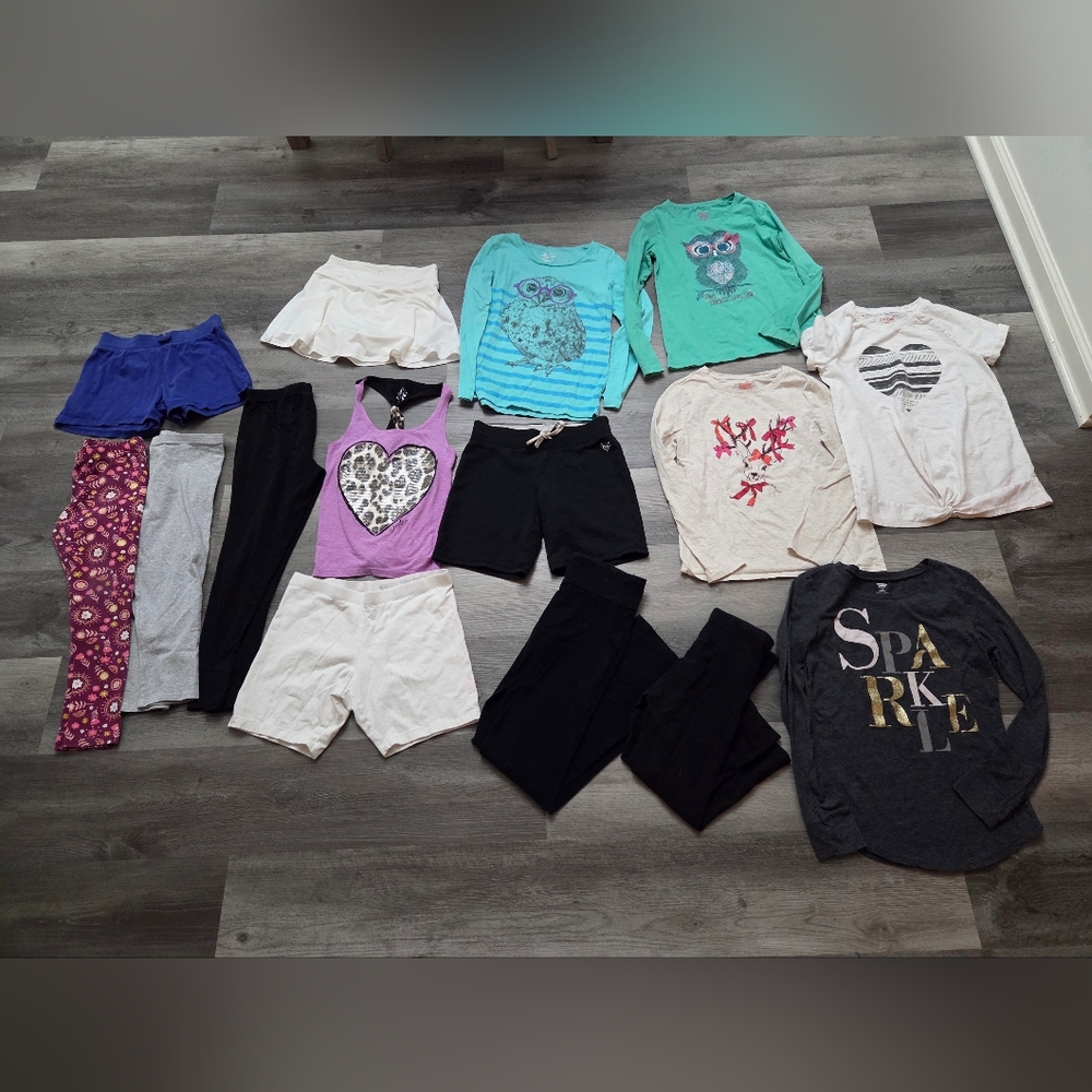 Large Girls Clothing Bundle Size 10/12 – Leggings, Shorts, Tops